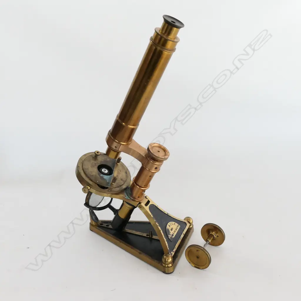 K & J BECK LONDON & PHILIDAELPHIA FOLDING COMPOUND MICROSCOPE, PIVOT BRACKET ABSENT Image 1++